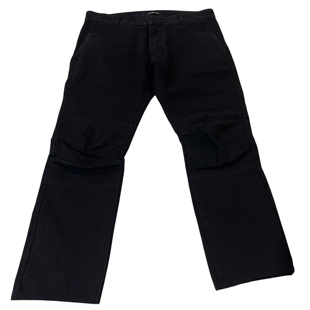 16-81 BALMAIN Men's Moto Biker Straight Leg Jeans Black IT50/US34